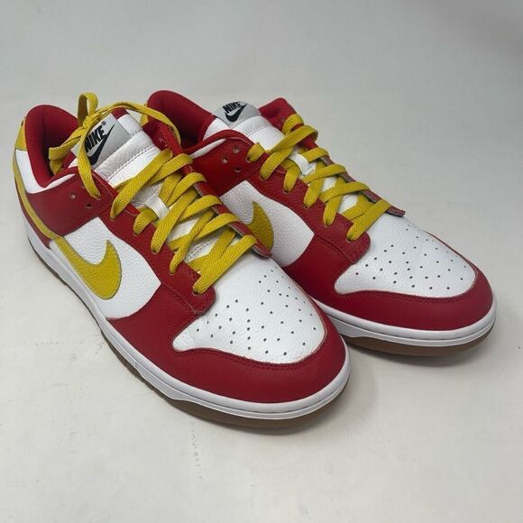 Nike Red White Lace Up Dunk Low Retro USC Low Top Sneakers Shoes Size 12 - Picture 1 of 8